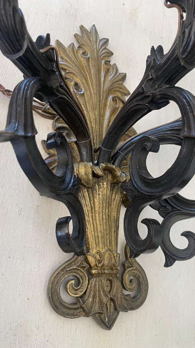 Pair Of 19th-century Gilded Bronze Wall Sconces-photo-2
