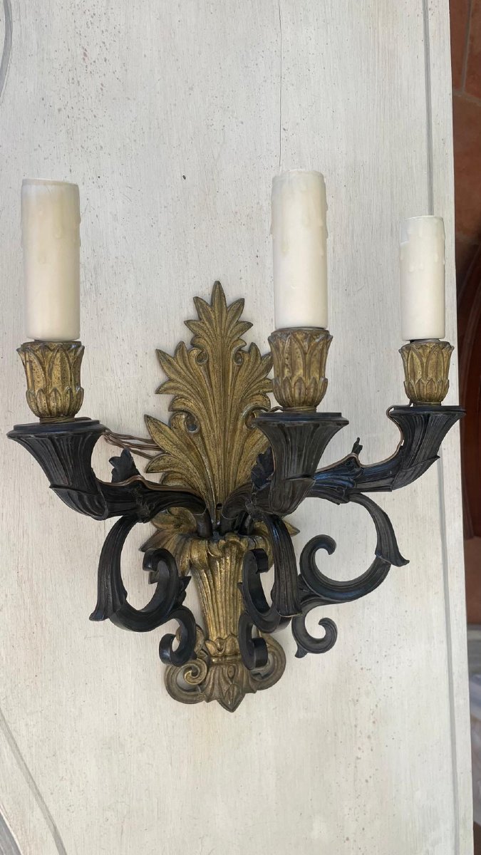 Pair Of 19th-century Gilded Bronze Wall Sconces-photo-4