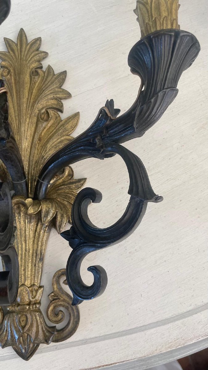 Pair Of 19th-century Gilded Bronze Wall Sconces-photo-5