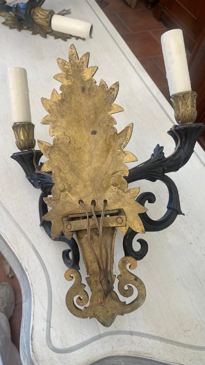 Pair Of 19th-century Gilded Bronze Wall Sconces-photo-6