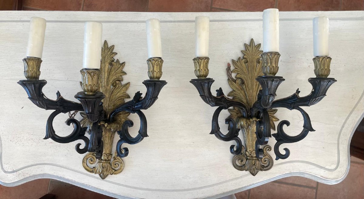 Pair Of 19th-century Gilded Bronze Wall Sconces