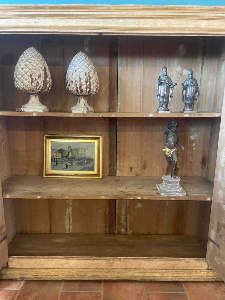 Large Painted Sacristy Cabinet From The 18th Century-photo-3