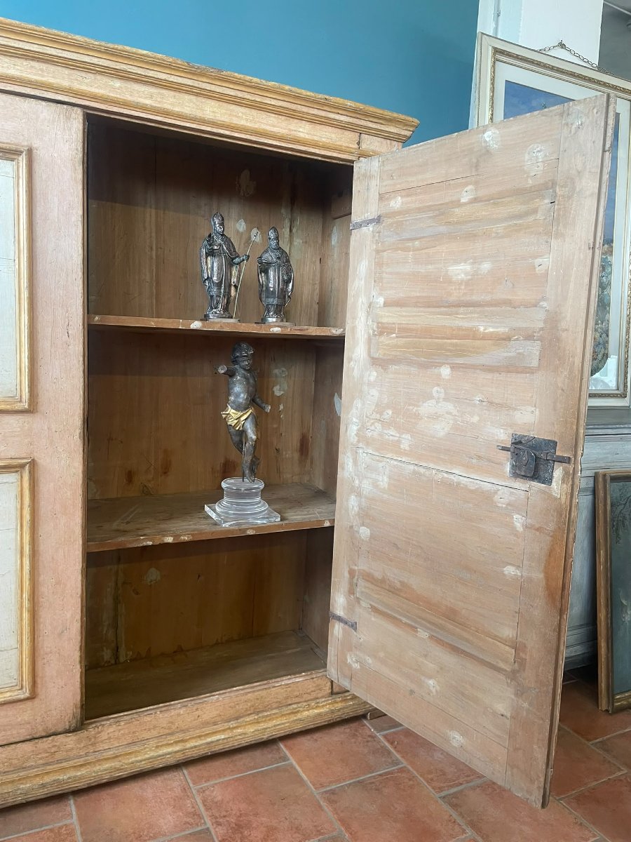 Large Painted Sacristy Cabinet From The 18th Century-photo-4