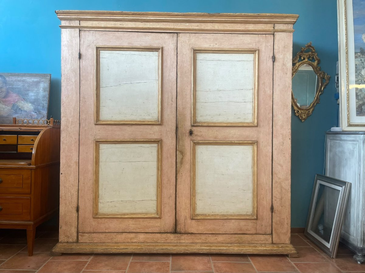 Large Painted Sacristy Cabinet From The 18th Century
