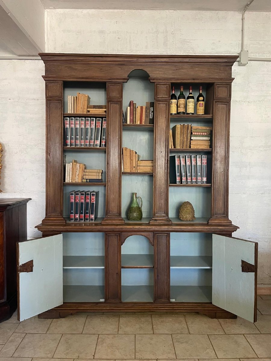 Two-section Bookshelf Made Of Chestnut Wood-photo-2