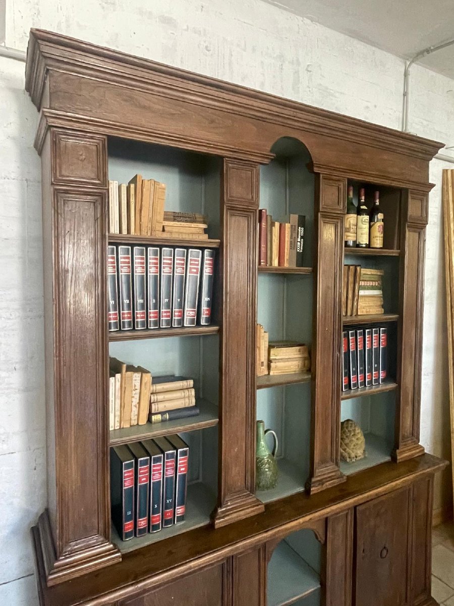 Two-section Bookshelf Made Of Chestnut Wood-photo-2