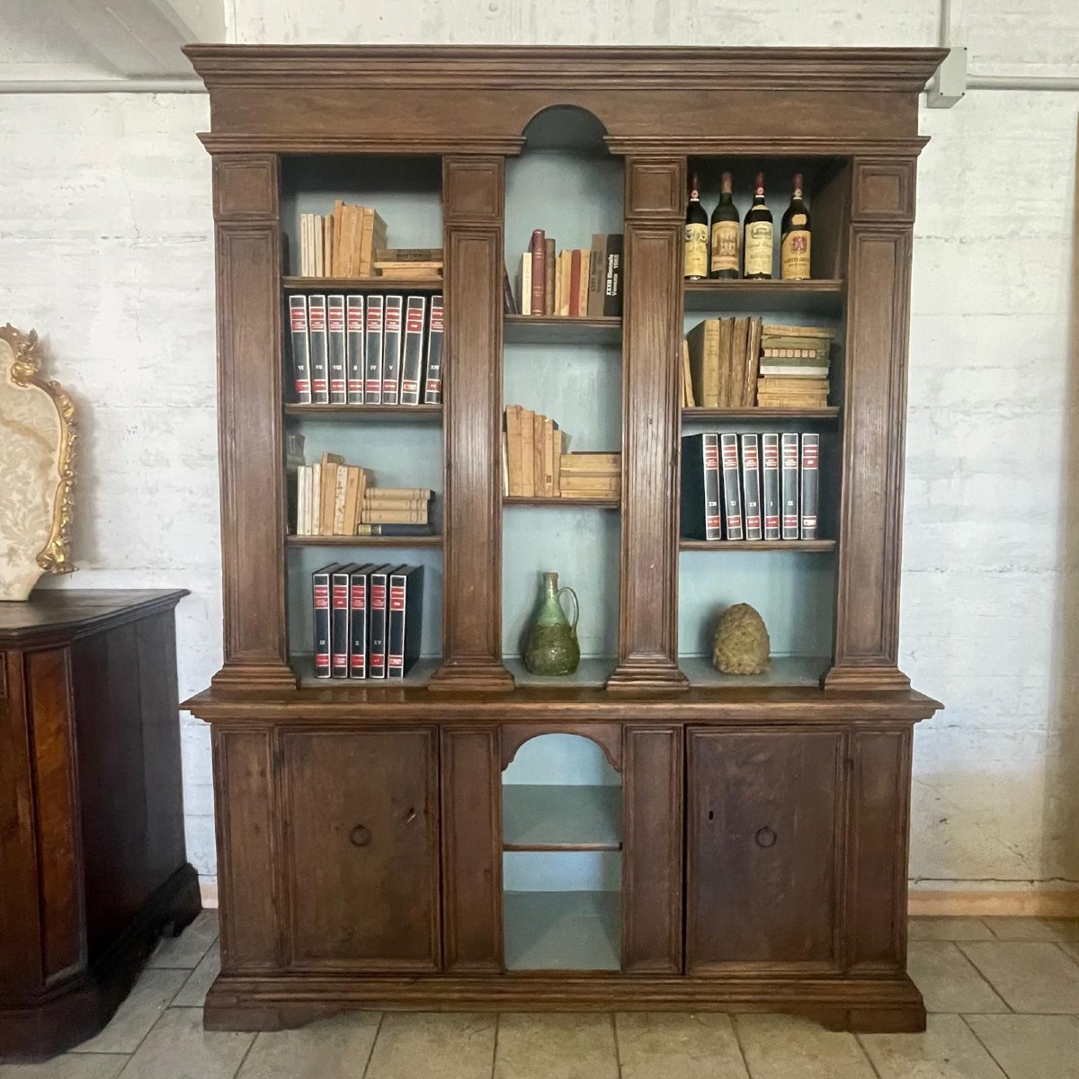 Two-section Bookshelf Made Of Chestnut Wood