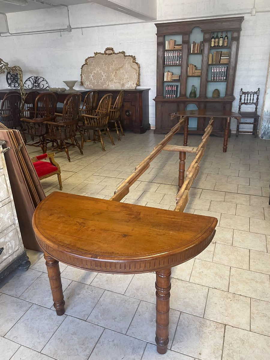 Grande table extensible en cerisier pyrographe-photo-3