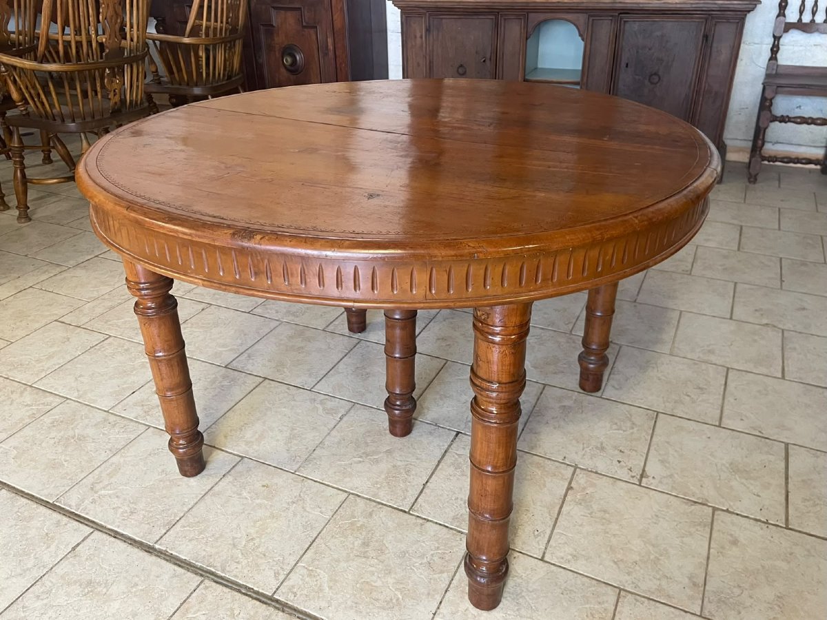 Grande table extensible en cerisier pyrographe-photo-1