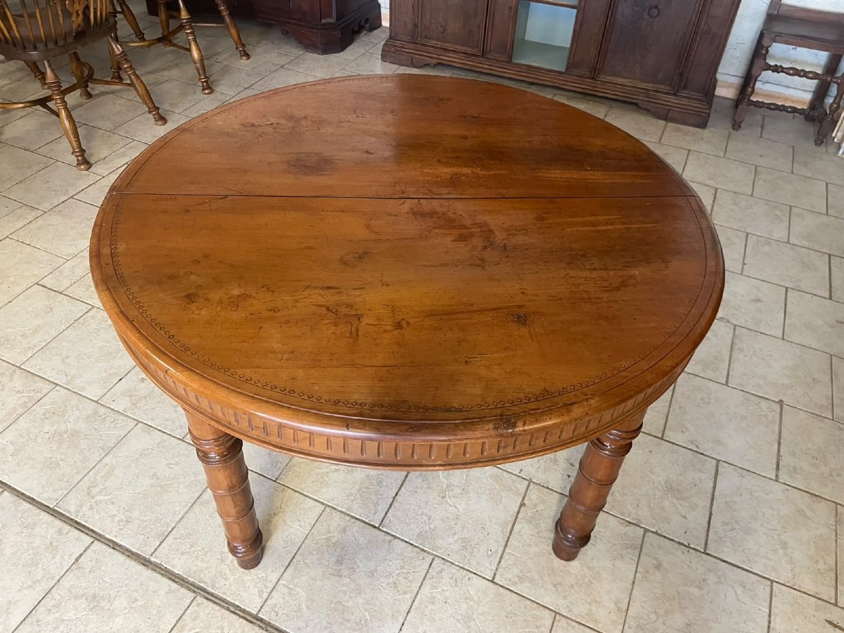 Grande table extensible en cerisier pyrographe-photo-2