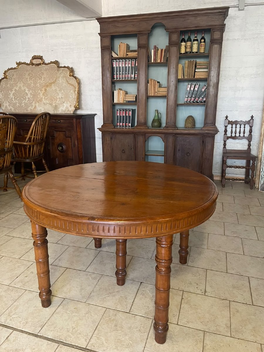 Grande table extensible en cerisier pyrographe-photo-3