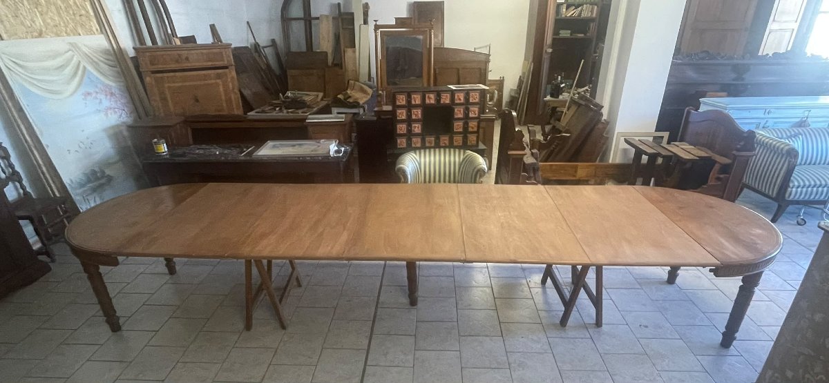 Grande table extensible en cerisier pyrographe-photo-4