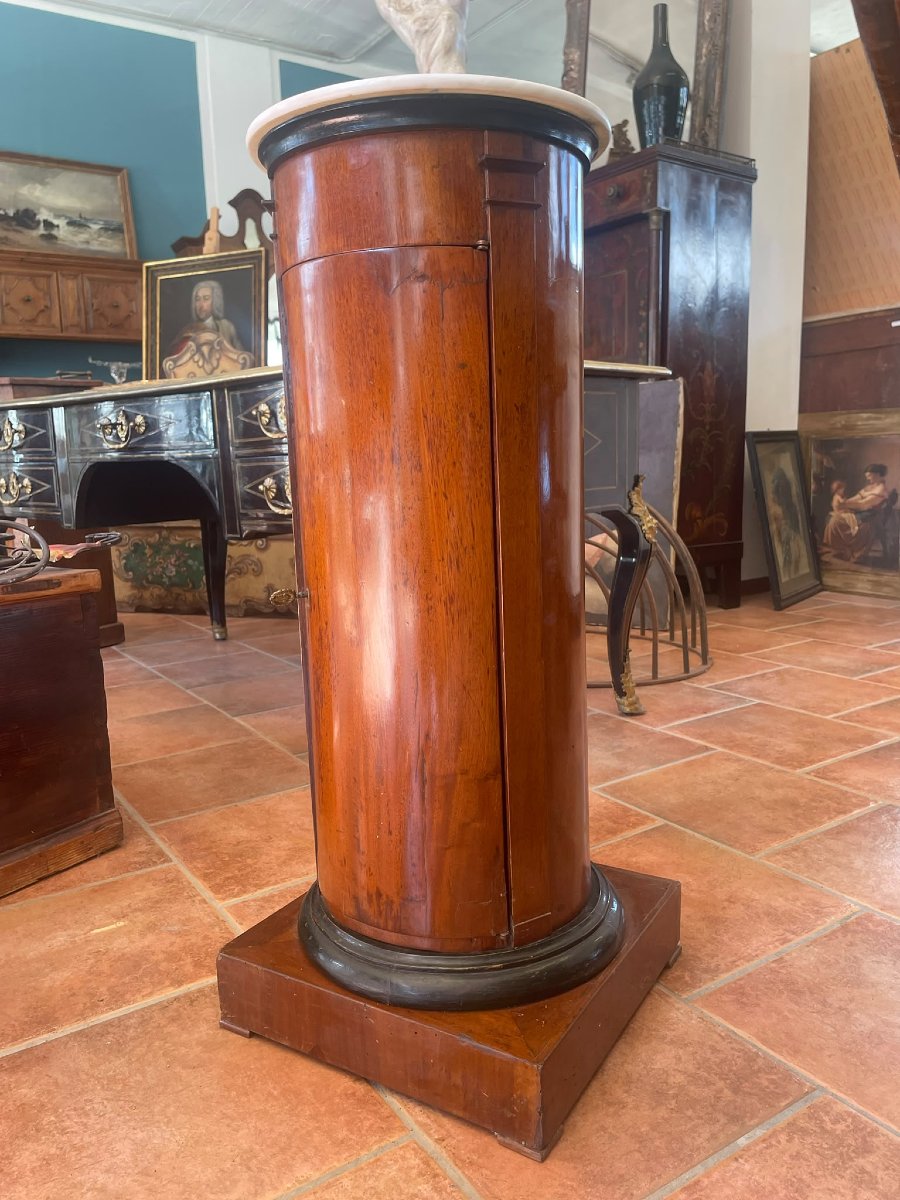 Mahogany Column With A Marble Top, 19th Century-photo-2