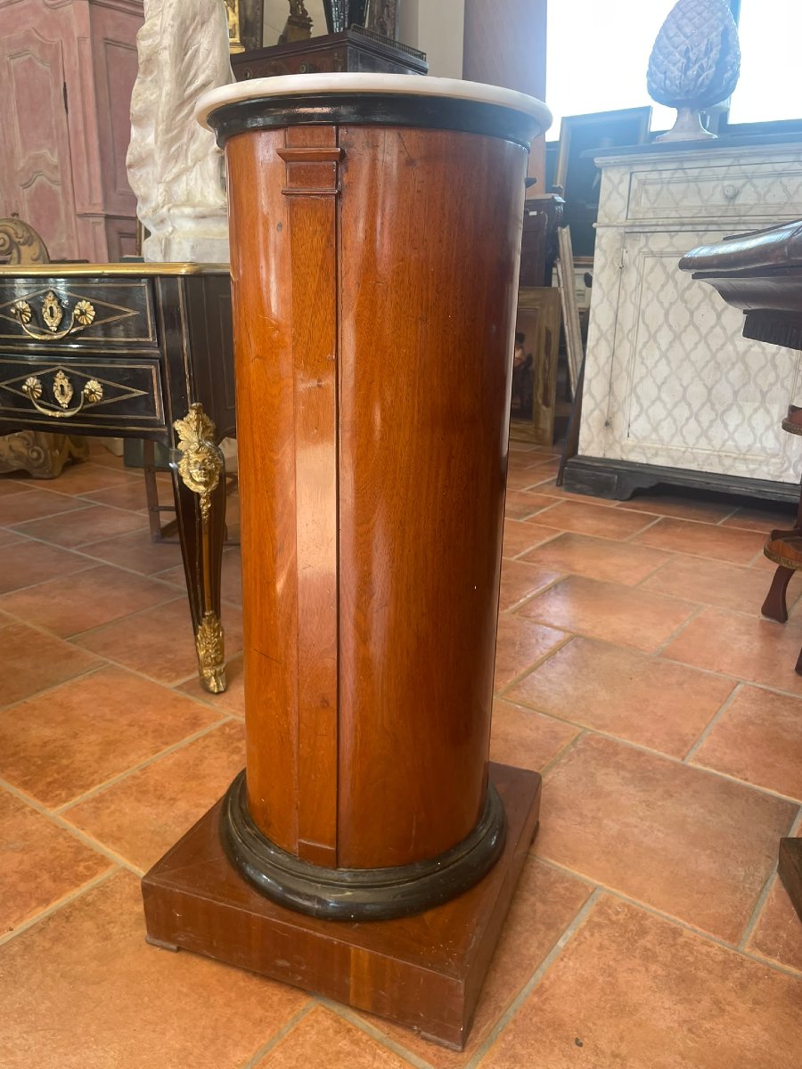 Mahogany Column With A Marble Top, 19th Century-photo-3