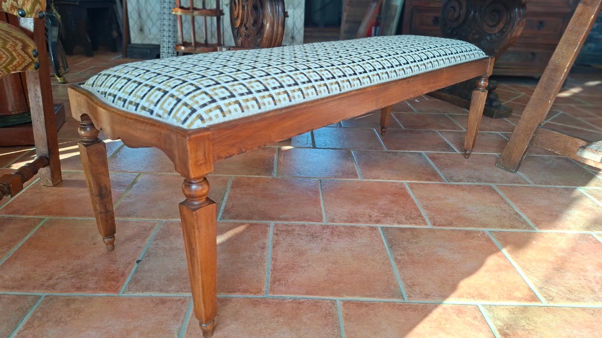 Upholstered Walnut Bench -photo-2