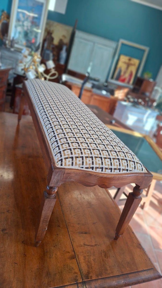 Upholstered Walnut Bench -photo-4