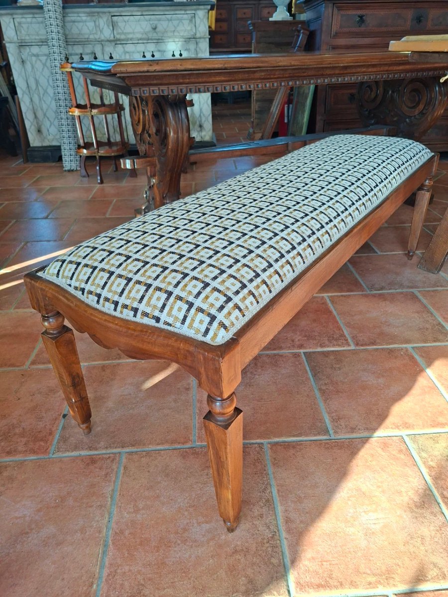 Upholstered Walnut Bench -photo-3