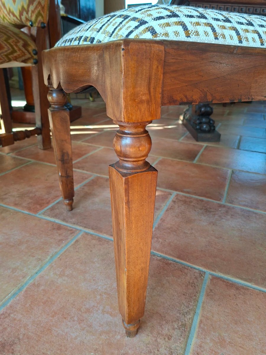 Upholstered Walnut Bench -photo-4