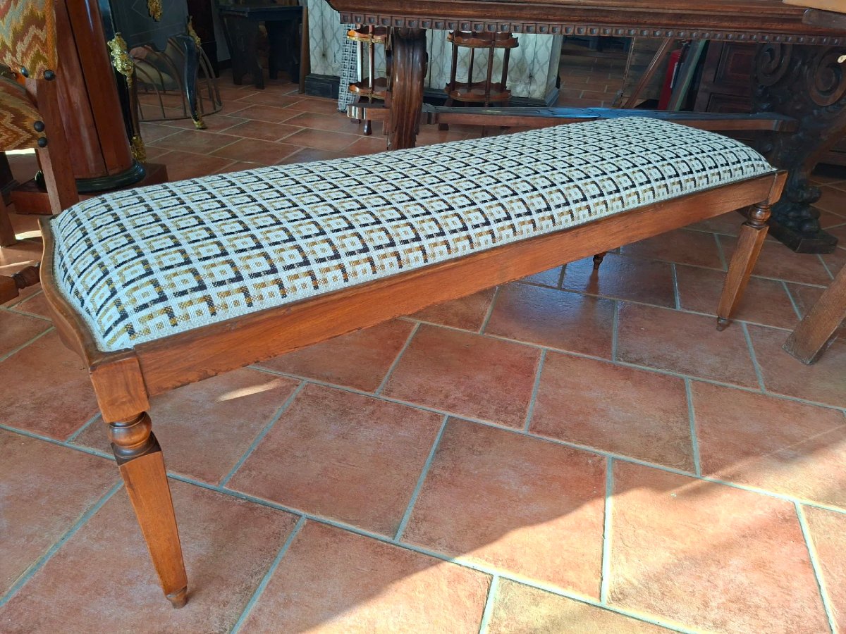Upholstered Walnut Bench 
