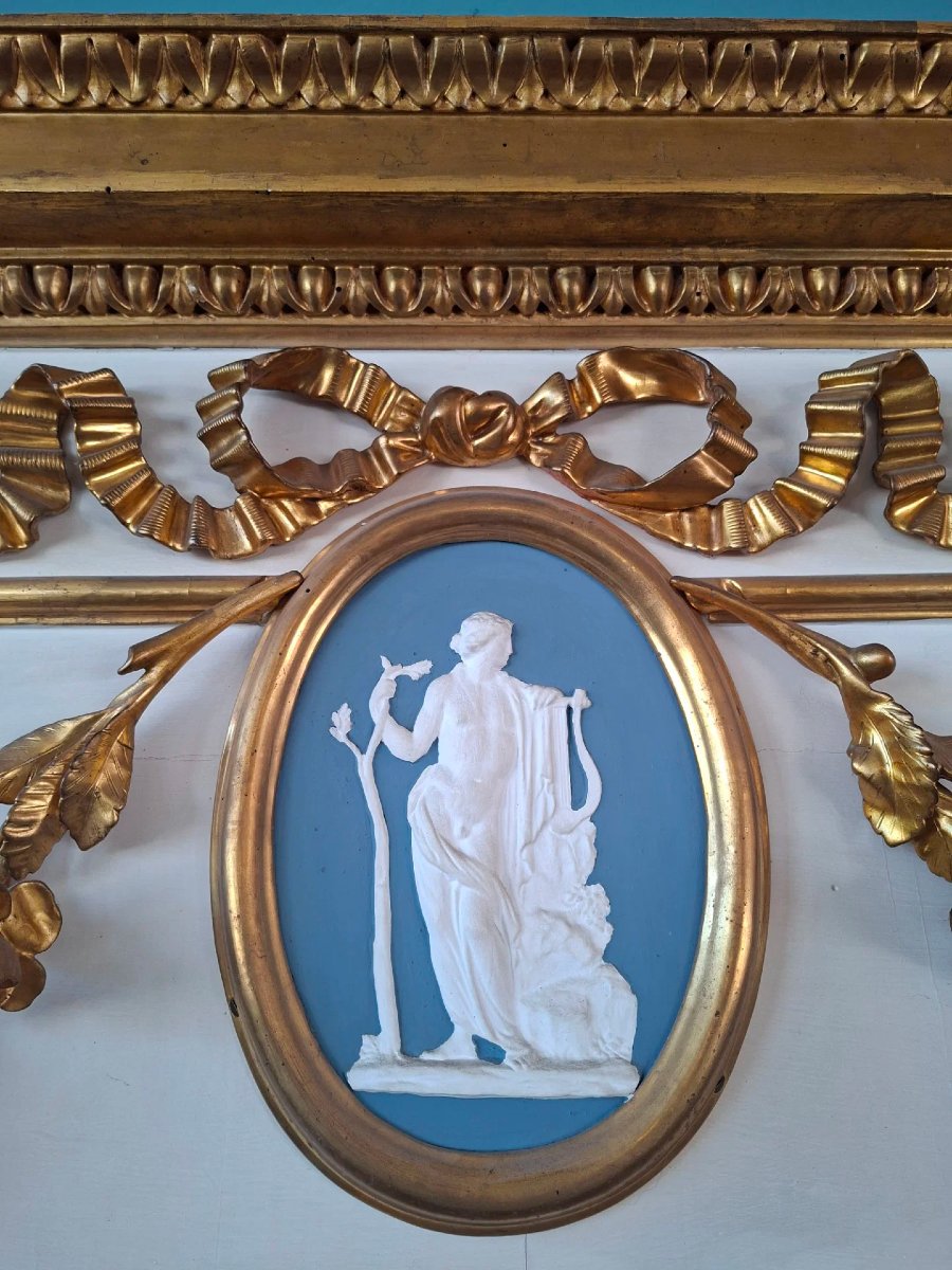 Large Neoclassical Palace-style Mirror In Lacquer And Gold-photo-1
