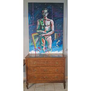 Portrait Masculin, Grande Peinture à L’huile 