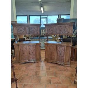 Pair Of 17th Century Threaded Walnut Sacristy Sideboards