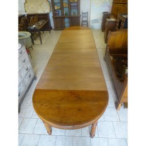 Large Extendable Table In Pyrographed Cherry Wood