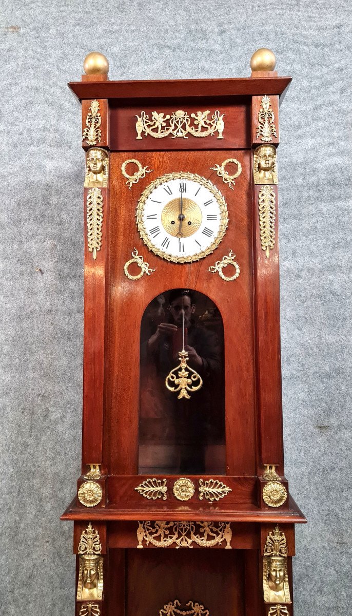 Empire Style Parquet Regulator Clock In Mahogany-photo-2
