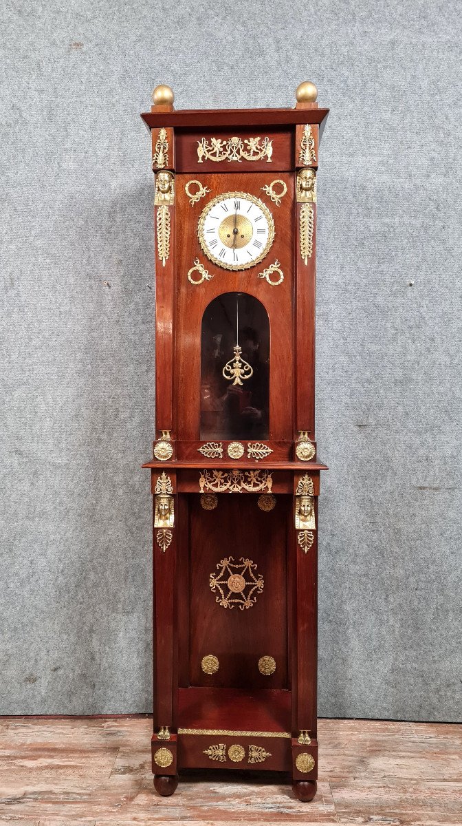 Empire Style Parquet Regulator Clock In Mahogany