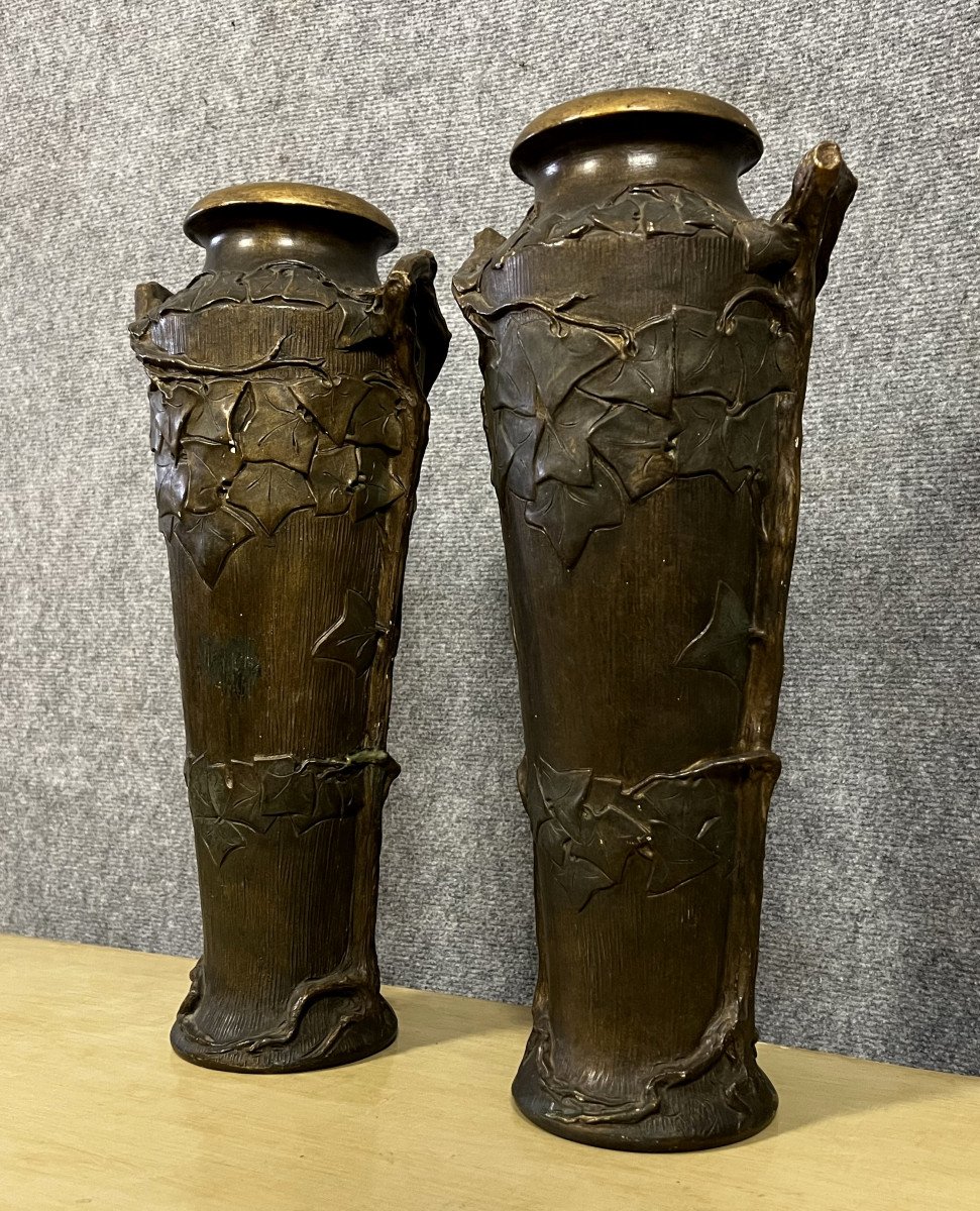 Très Grande Paire De Vases En Terre Cuite époque Art Nouveau -photo-3