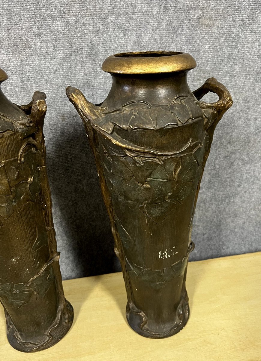 Très Grande Paire De Vases En Terre Cuite époque Art Nouveau -photo-5