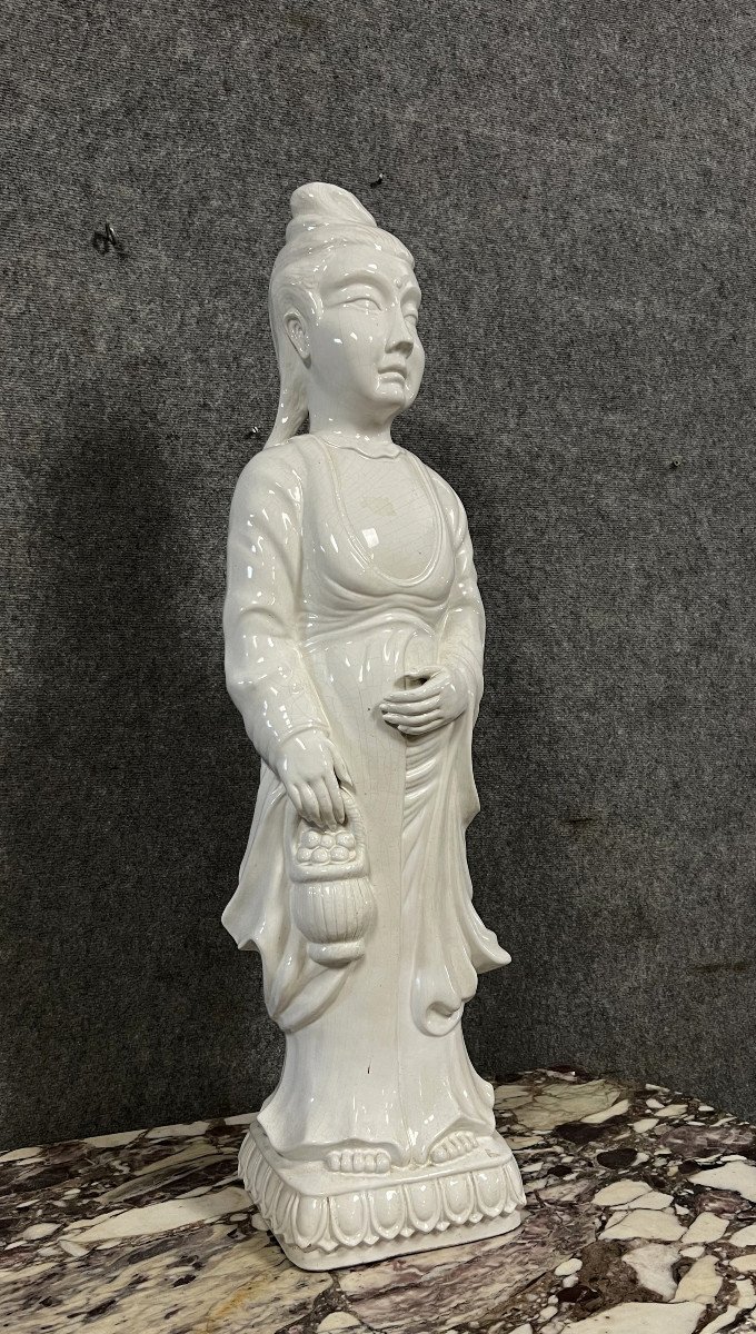Très Grande Statue En Porcelaine Blanc De Chine époque XXeme (b)  -photo-1