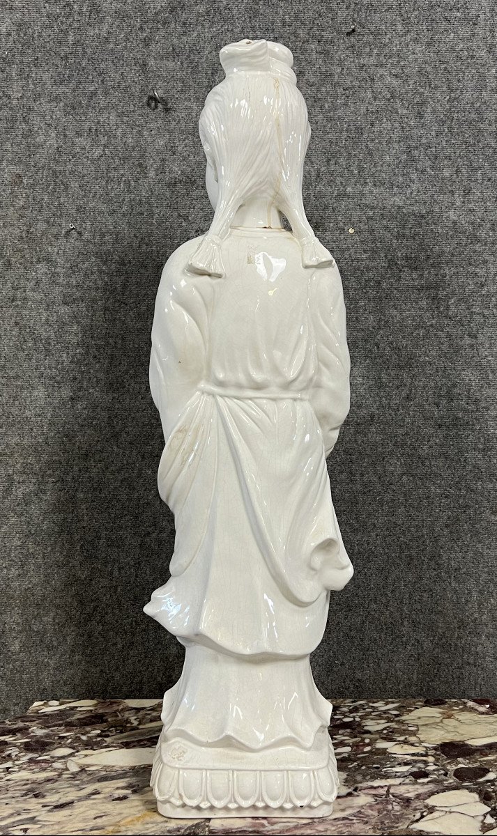 Très Grande Statue En Porcelaine Blanc De Chine époque XXeme (b)  -photo-3
