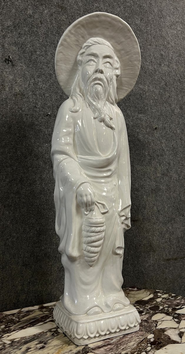 Très Grande Statue En Porcelaine Blanc De Chine époque XXeme