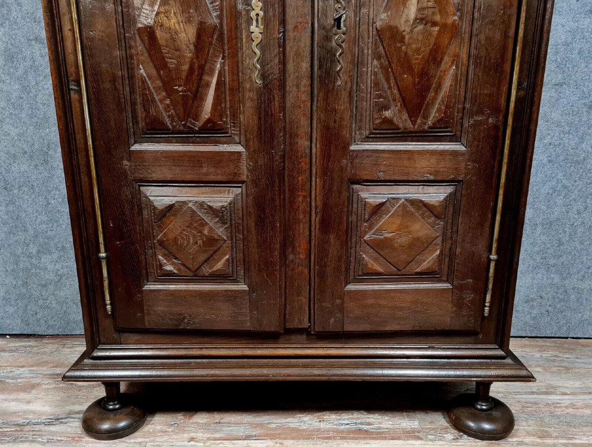 Burgundian Valet Cabinet Louis XIII Period In Oak-photo-2