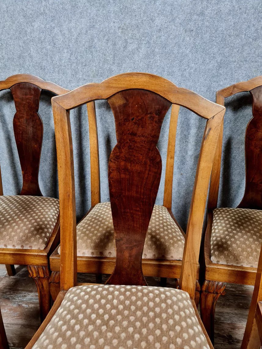 Series Of 6 Chippendale Chairs In Alternating Light Mahogany And Dark Mahogany-photo-5