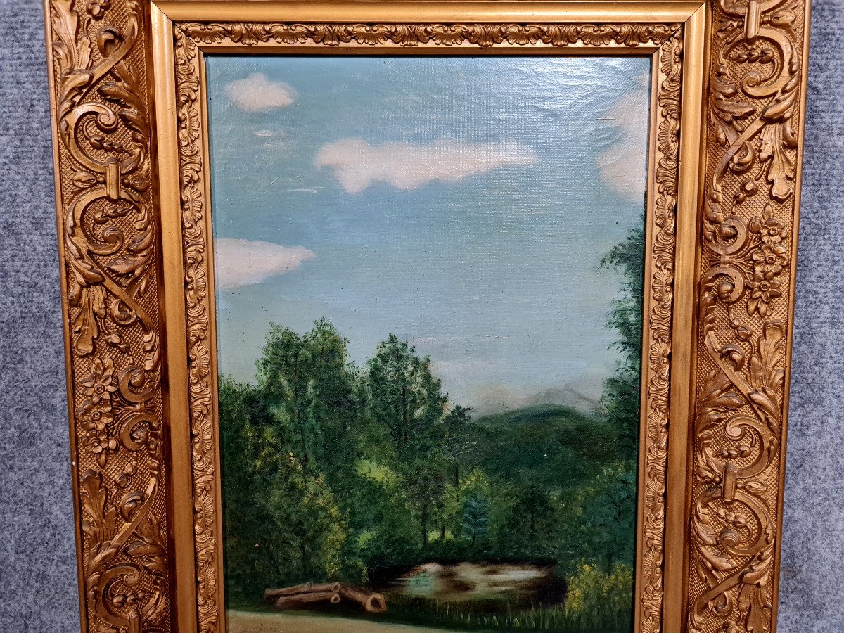 French School Painting: Large Oil On Canvas Dated 1914-photo-2