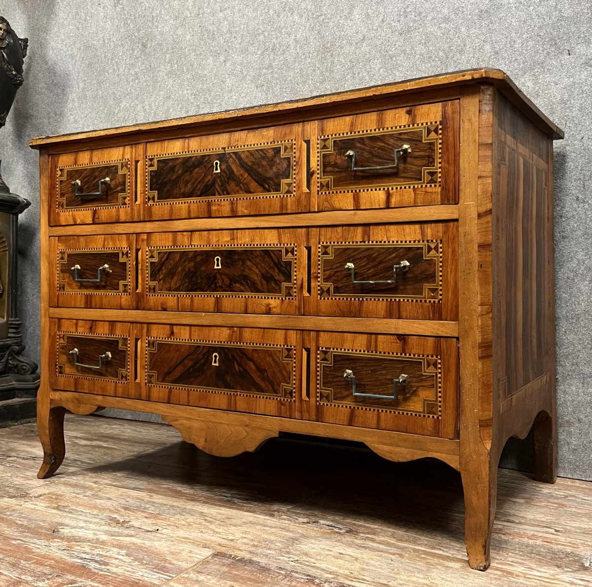 Louis XV / Louis XVI Transition Period Commode In Marquetry-photo-3