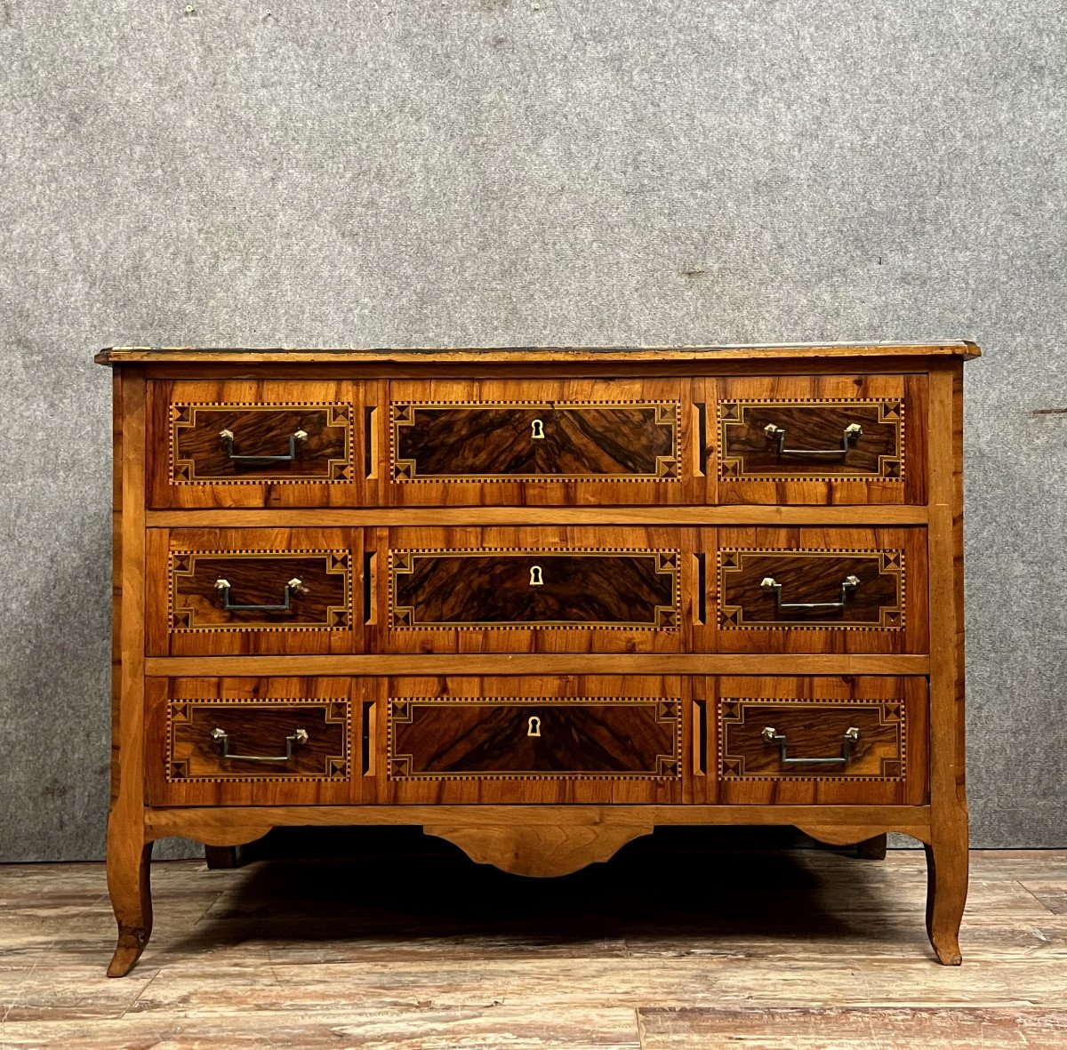 Louis XV / Louis XVI Transition Period Commode In Marquetry