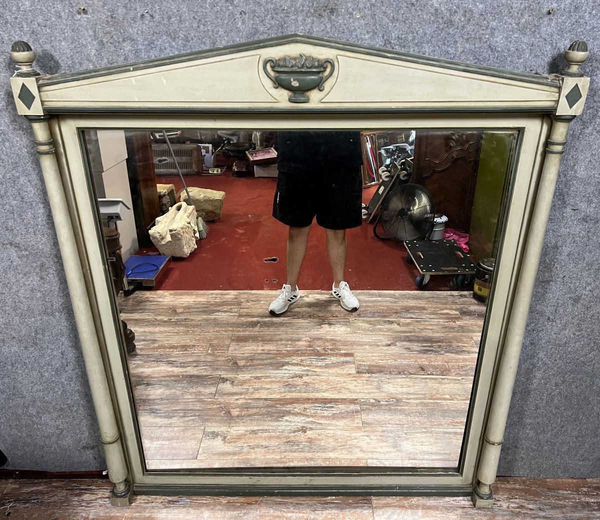 Superb And Monumental Directoire Style Lacquered Wood Mirror-photo-2