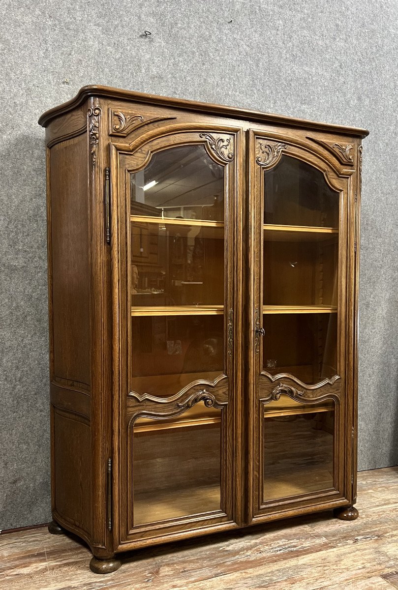 Curved Regency Style Bookcase In Blond Oak-photo-1