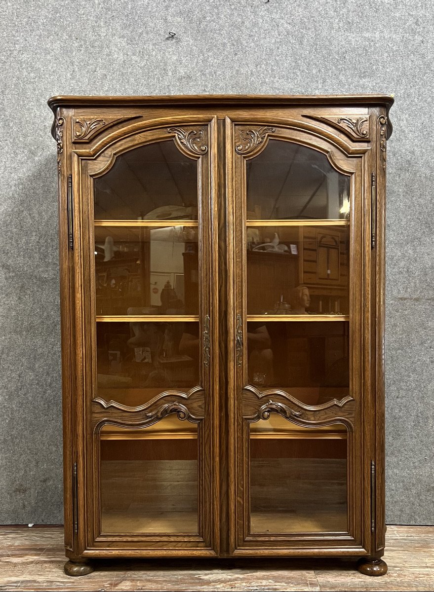 Curved Regency Style Bookcase In Blond Oak