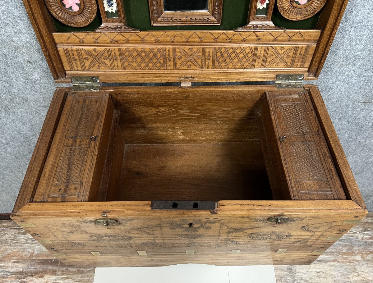 Old Travel Chest, Anglo-indian Colonial Trunk-photo-2