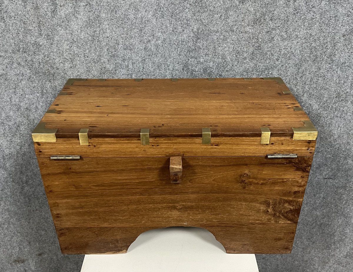 Old Travel Chest, Anglo-indian Colonial Trunk-photo-3