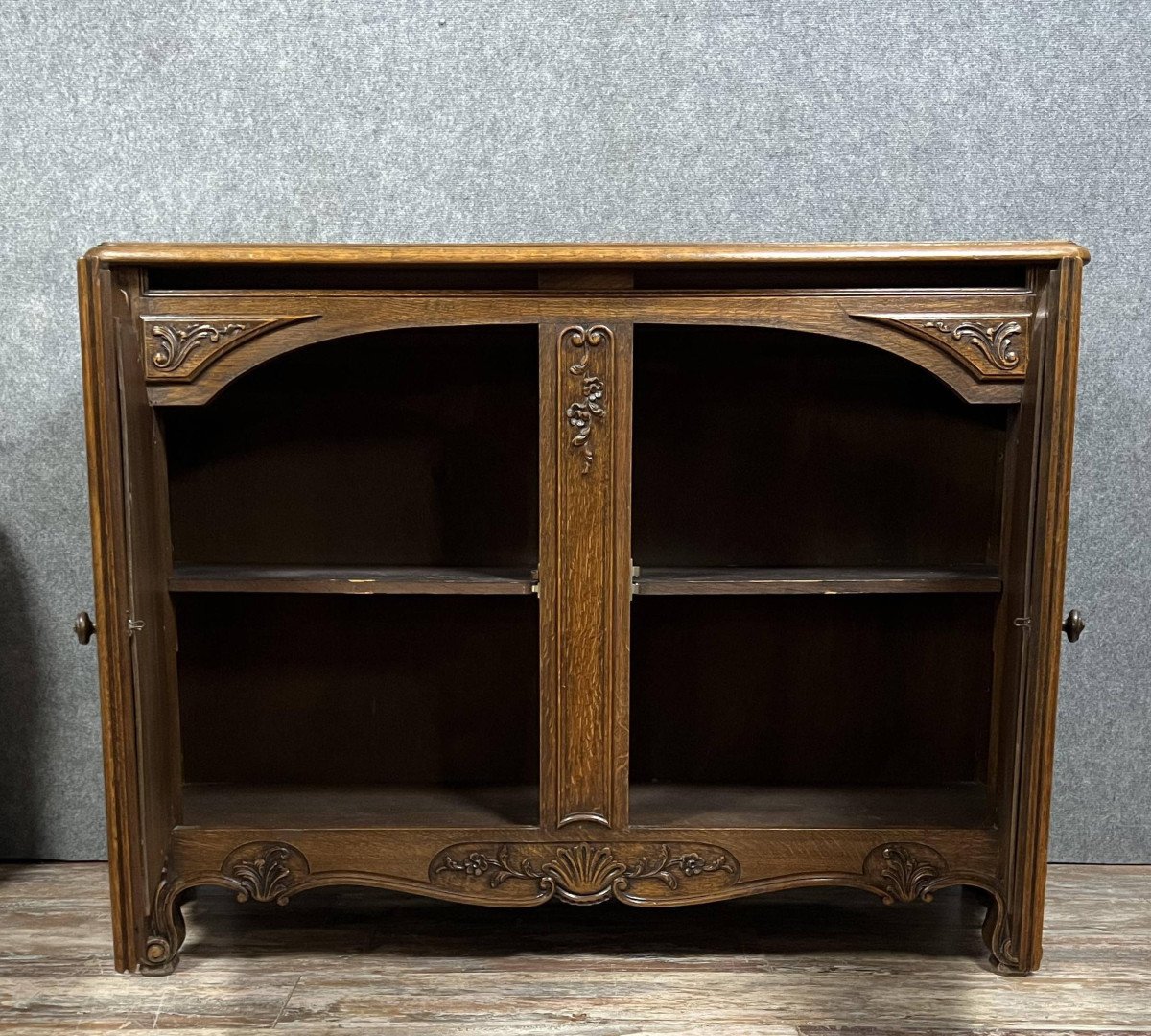Woodwork Buffet With Double Secret Louis XV Curved Oak Bottom-photo-4