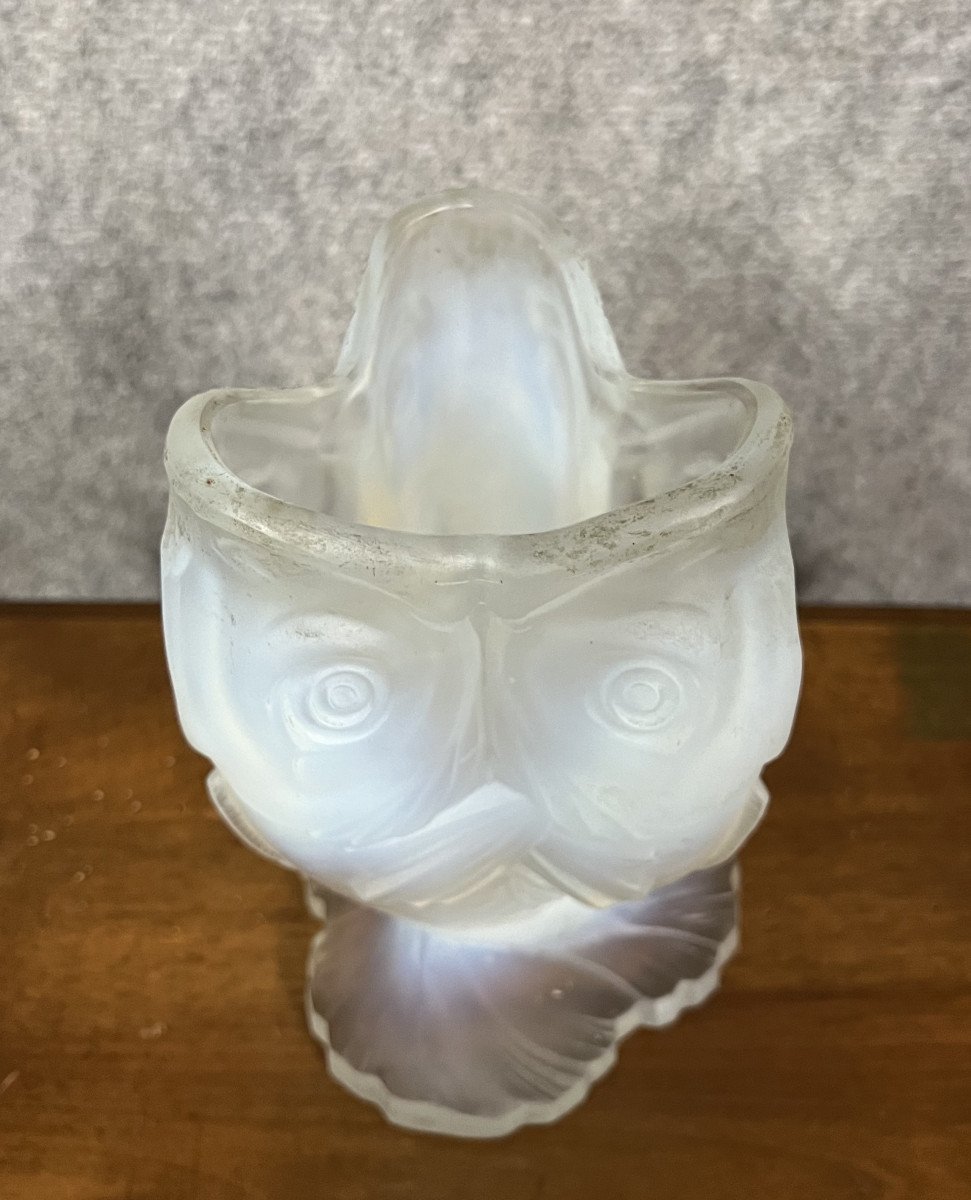 Highly Opalescent Molded Pressed Glass Vase, Sculpture-style, Created By Edmond Etling-photo-1