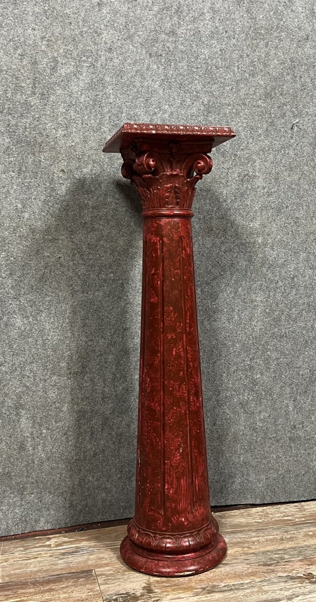 Napoleon III Period Column In Lacquered Wood In Faux Marble
