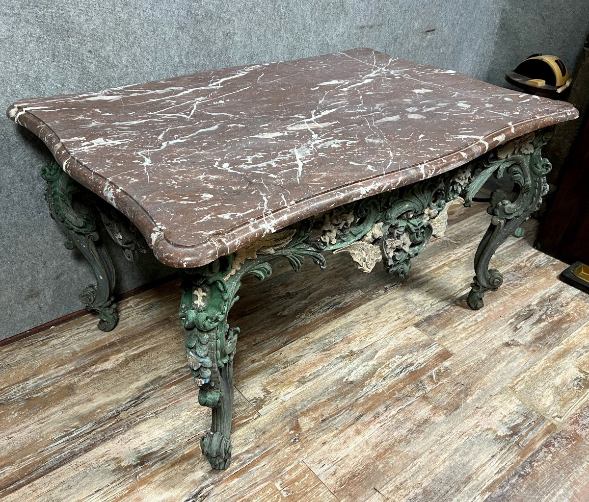 Important Italian Game Table Louis XV Period In Lacquered Oak-photo-2