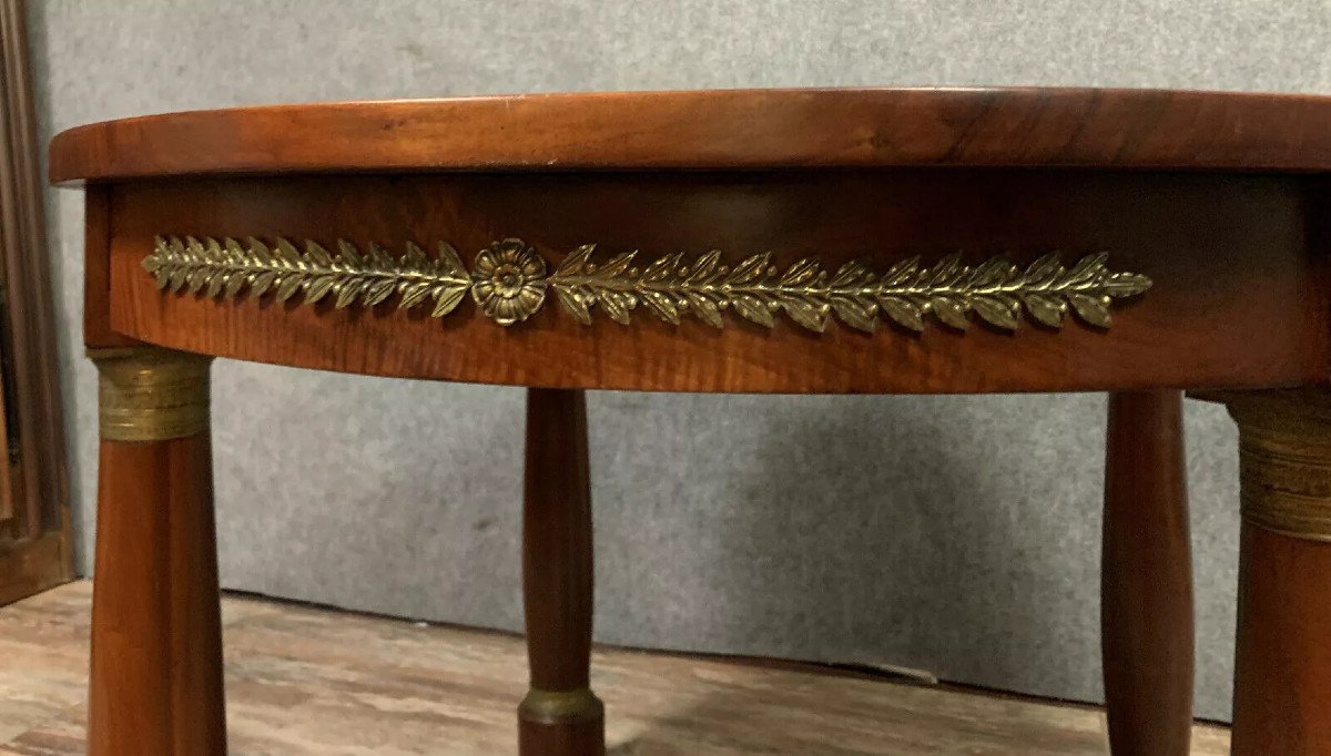 Table Empire A Allonges En Noyer Blond Vers 1880 / 306cm Ouverte  -photo-3