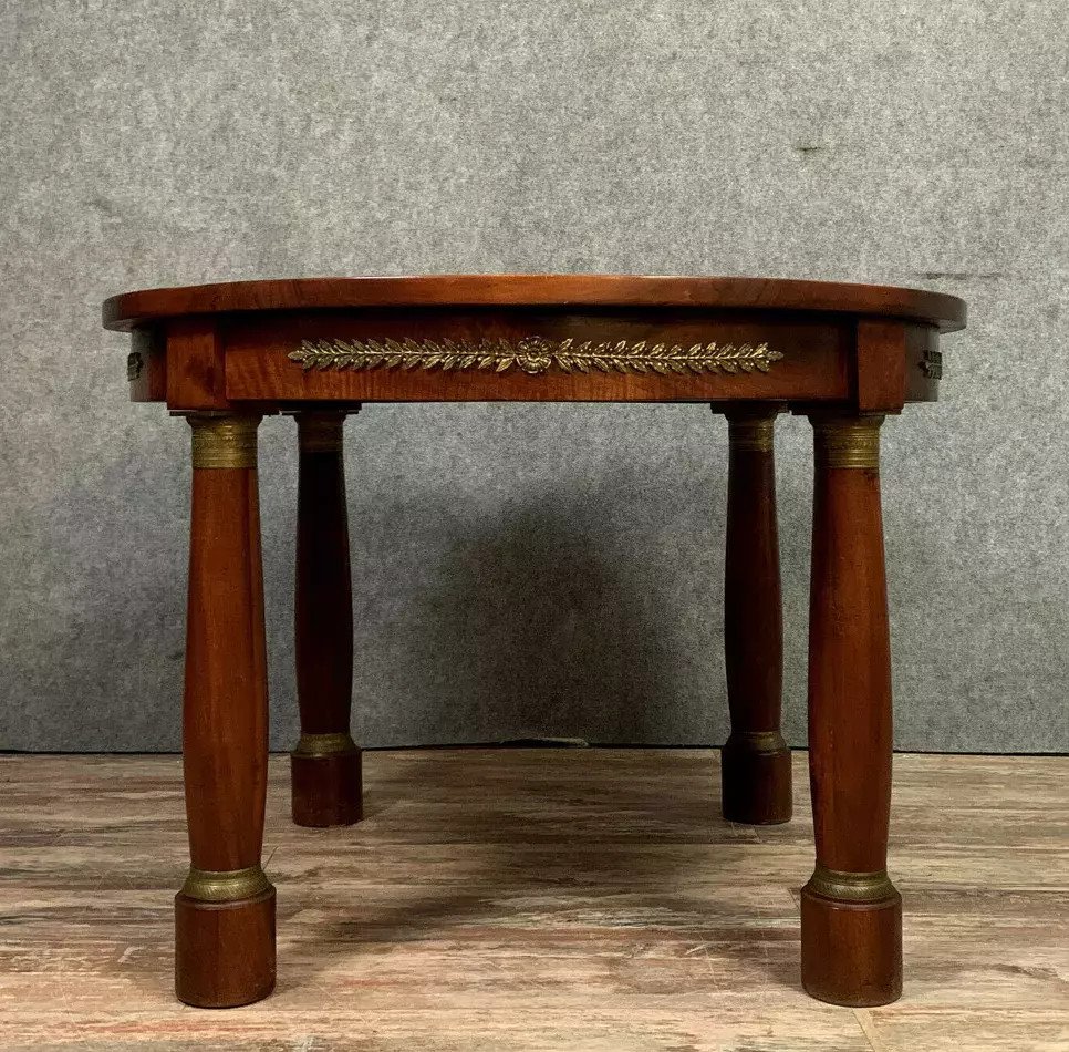 Table Empire A Allonges En Noyer Blond Vers 1880 / 306cm Ouverte  -photo-4